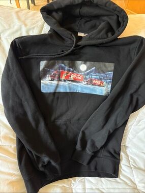 Coca Cola Black Hoodie with Red Truck Graphic